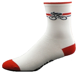 GIZMO CoolMax Socks - Bicycle - 5" Cuff white/red