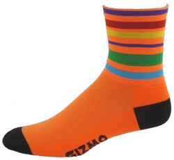 Velo Stripes CoolMax Socks 6"- Neon Orange