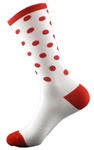 Polka Dots CoolMax Socks 8"- White/Red